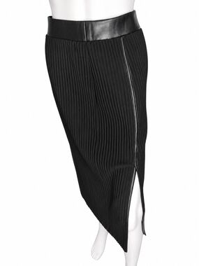 NWT Marc New York Andrew Marc Black Skirt W/Faux Leather Trim Size L
